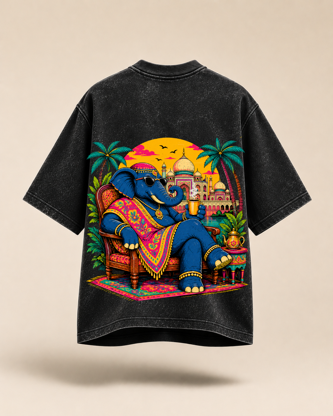 Royal Elephant | Acid Wash Oversized T-Shirt