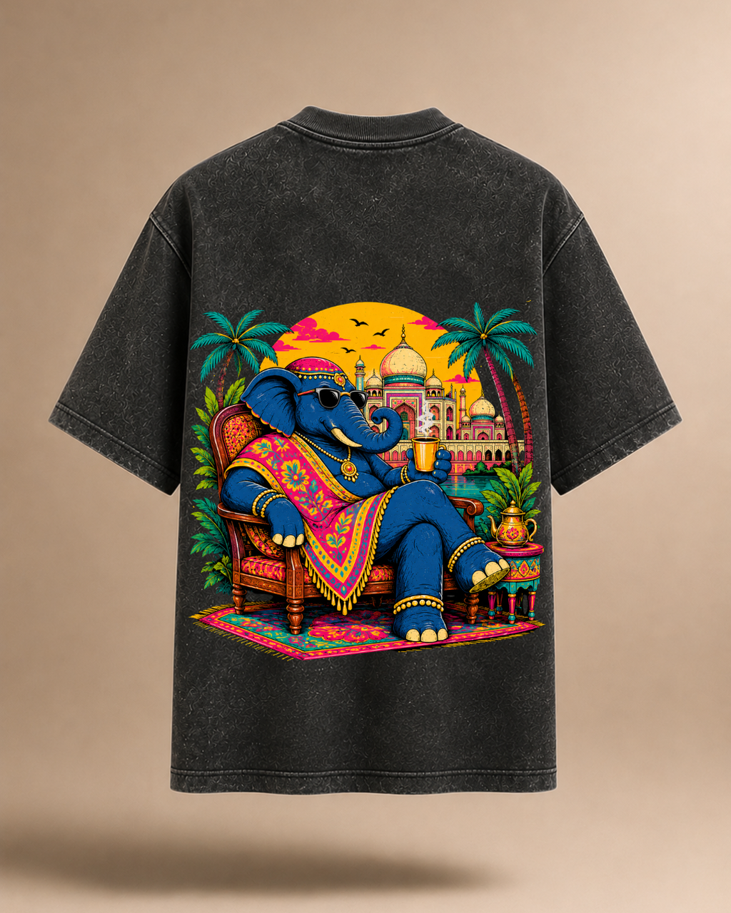 Royal Elephant | Acid Wash Oversized T-Shirt